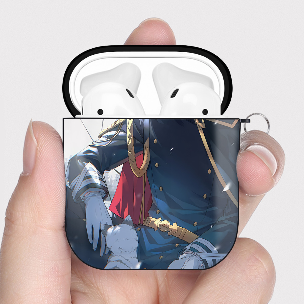 （画像用） 文豪ストレイドッグス Bungo Stray Dogs AirPods 第2世代保護ケース ハードシェル ブラック 耐衝撃・防指紋・カラビナ付き