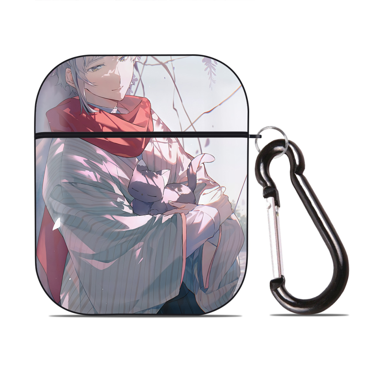 （画像用） 文豪ストレイドッグス Bungo Stray Dogs AirPods 第2世代保護ケース ハードシェル ブラック 耐衝撃・防指紋・カラビナ付き