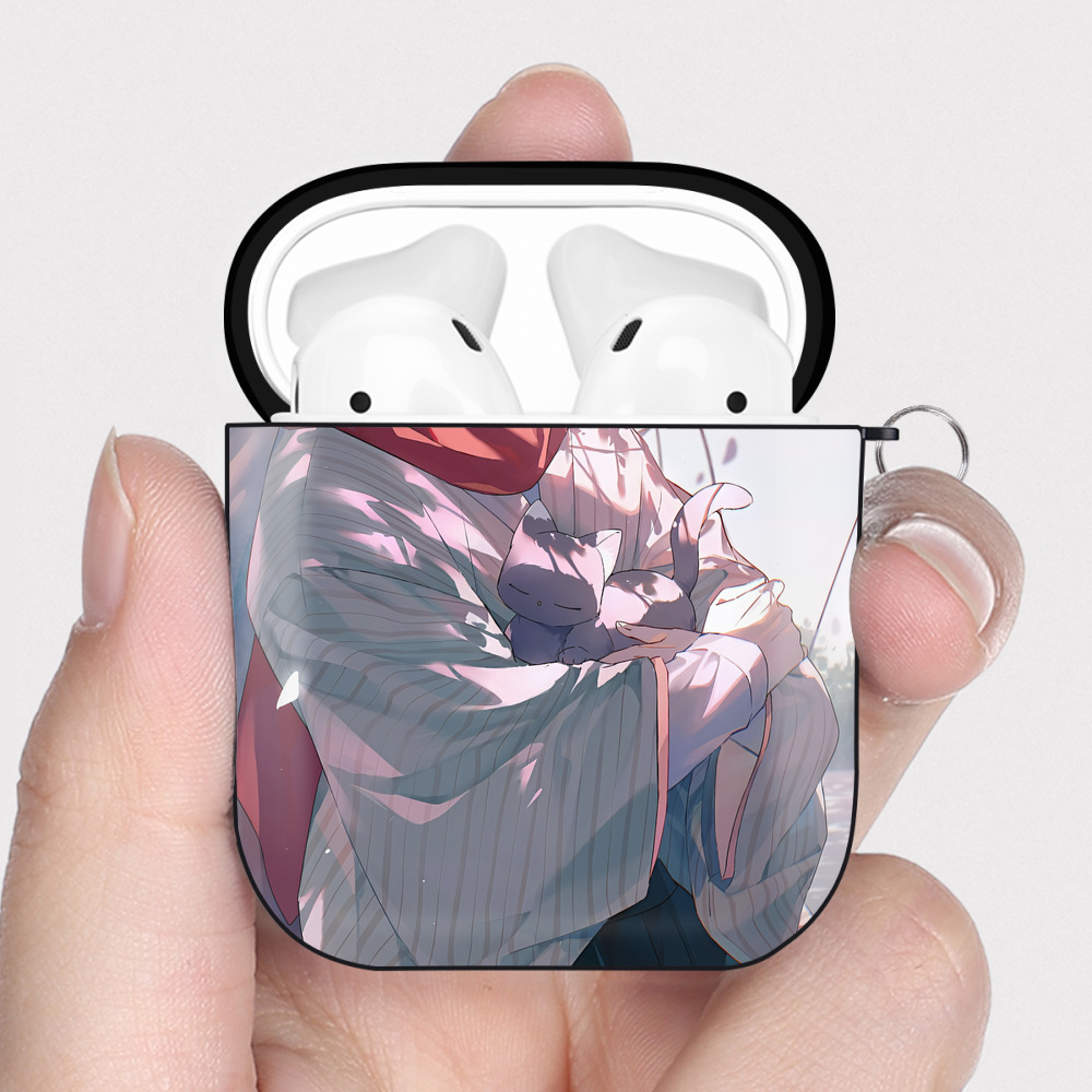 （画像用） 文豪ストレイドッグス Bungo Stray Dogs AirPods 第2世代保護ケース ハードシェル ブラック 耐衝撃・防指紋・カラビナ付き