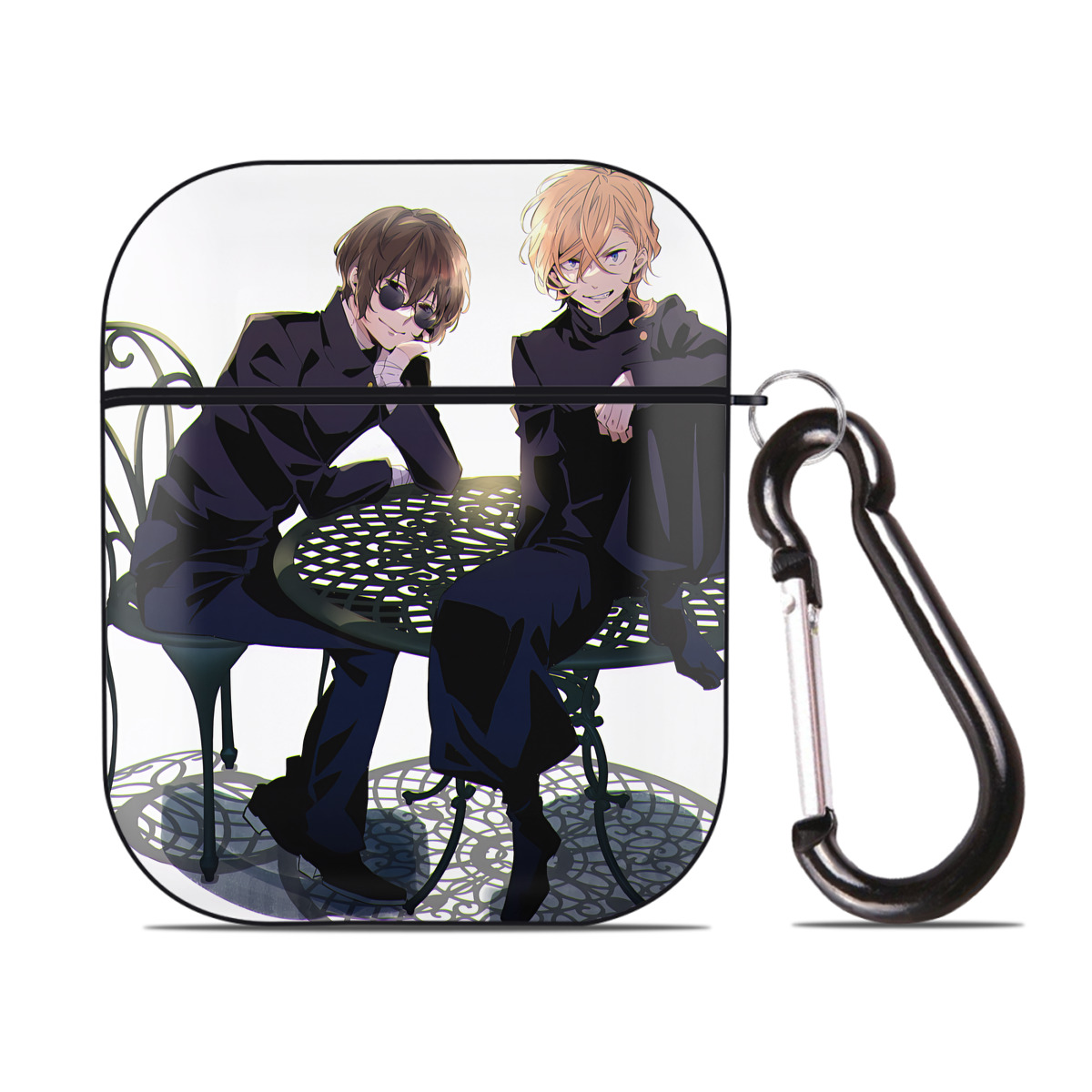 （画像用） 文豪ストレイドッグス Bungo Stray Dogs AirPods 第2世代保護ケース ハードシェル ブラック 耐衝撃・防指紋・カラビナ付き