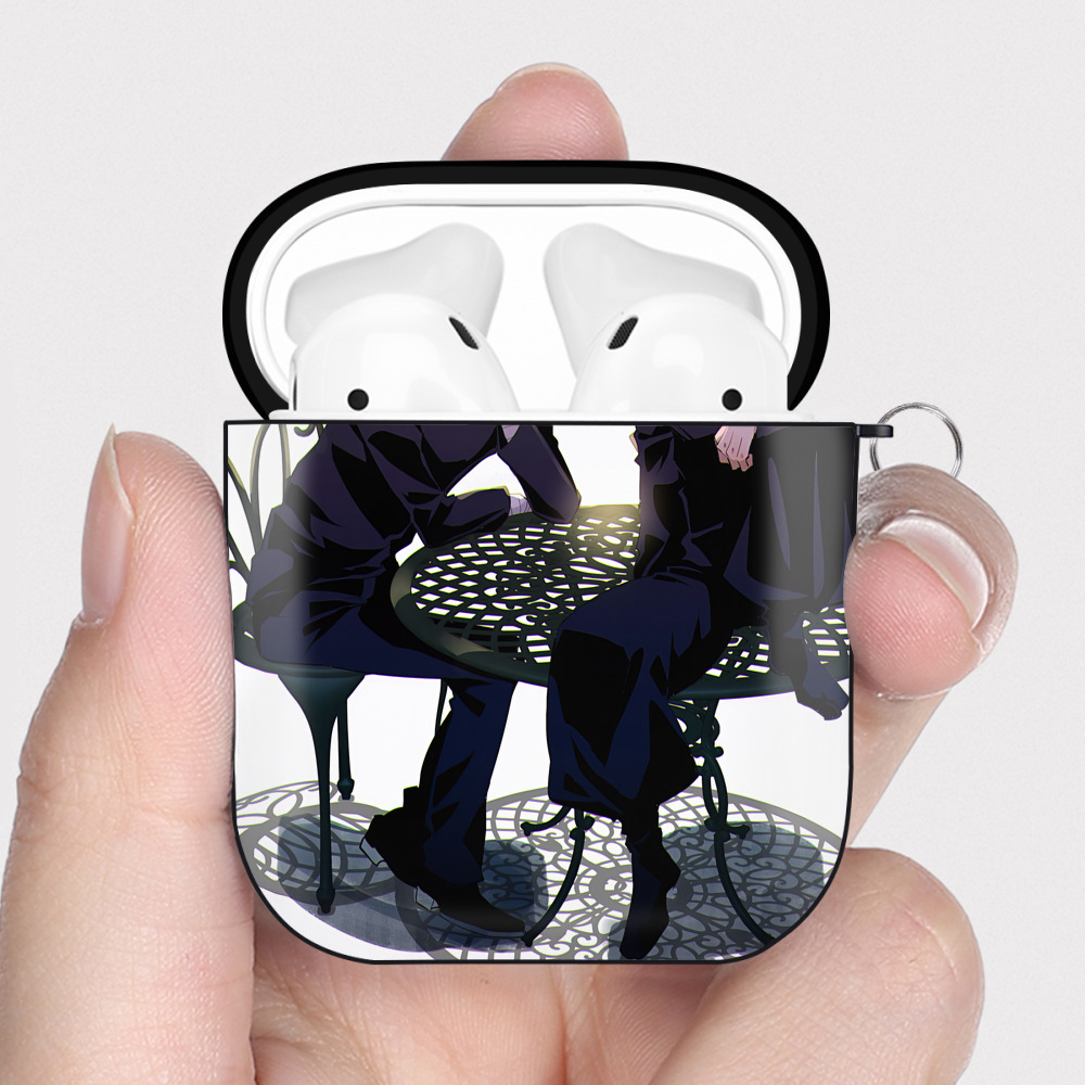（画像用） 文豪ストレイドッグス Bungo Stray Dogs AirPods 第2世代保護ケース ハードシェル ブラック 耐衝撃・防指紋・カラビナ付き