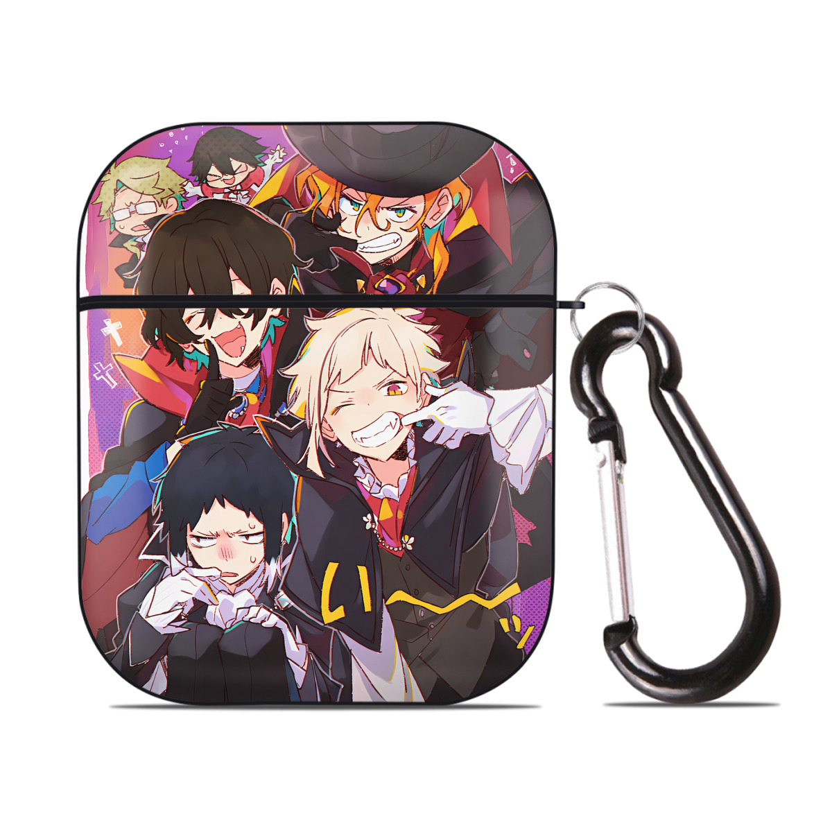 （画像用） 文豪ストレイドッグス Bungo Stray Dogs AirPods 第2世代保護ケース ハードシェル ブラック 耐衝撃・防指紋・カラビナ付き