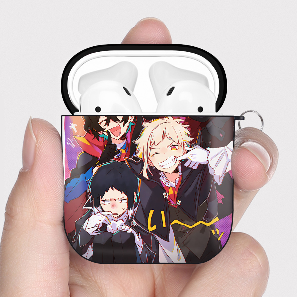 （画像用） 文豪ストレイドッグス Bungo Stray Dogs AirPods 第2世代保護ケース ハードシェル ブラック 耐衝撃・防指紋・カラビナ付き