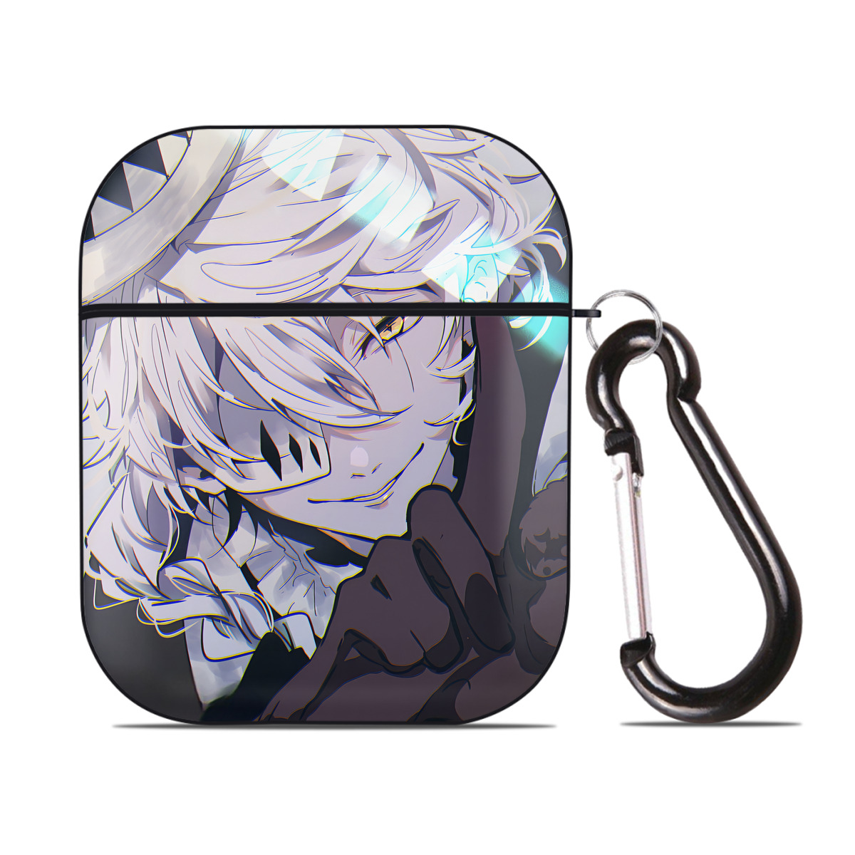 （画像用） 文豪ストレイドッグス Bungo Stray Dogs AirPods 第2世代保護ケース ハードシェル ブラック 耐衝撃・防指紋・カラビナ付き