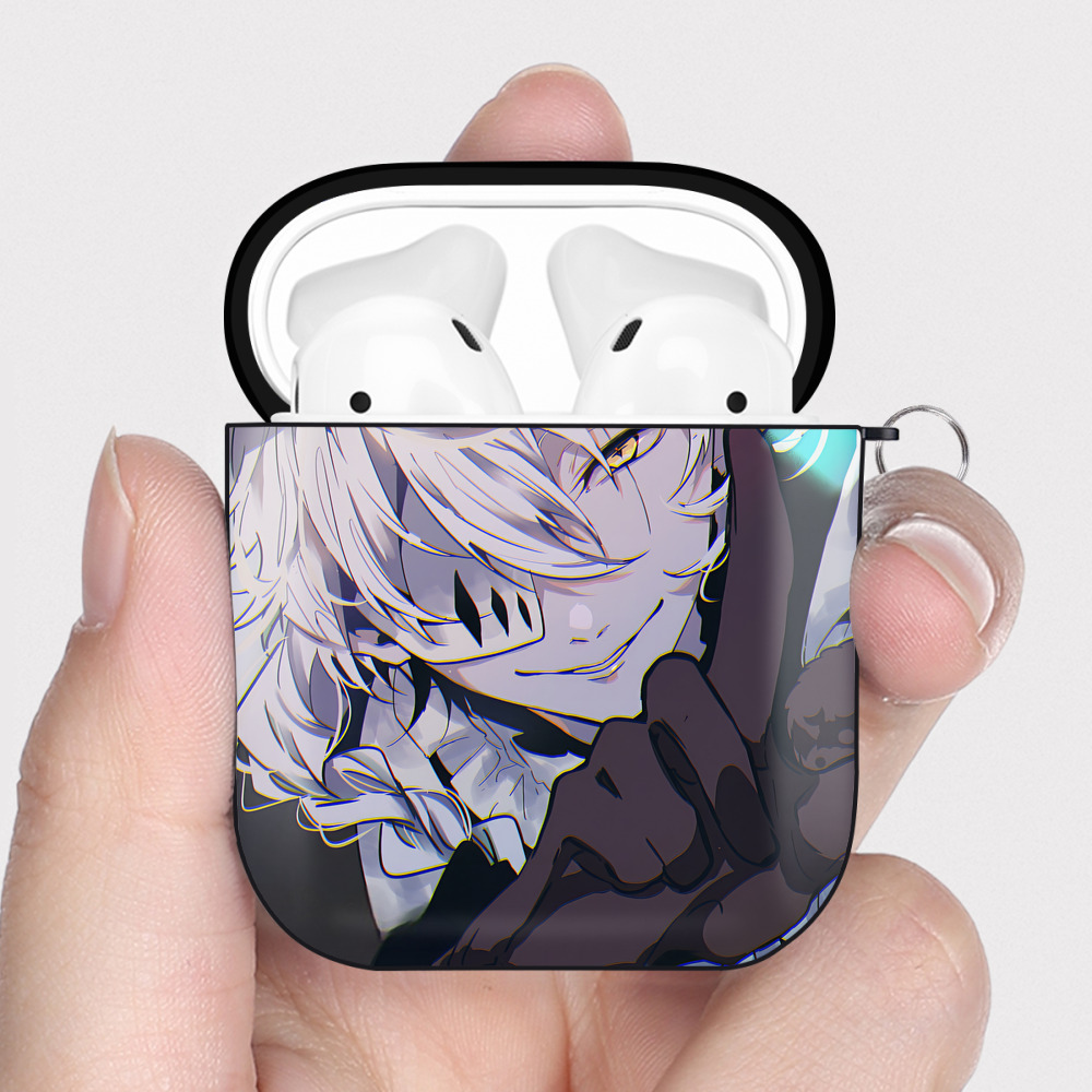 （画像用） 文豪ストレイドッグス Bungo Stray Dogs AirPods 第2世代保護ケース ハードシェル ブラック 耐衝撃・防指紋・カラビナ付き