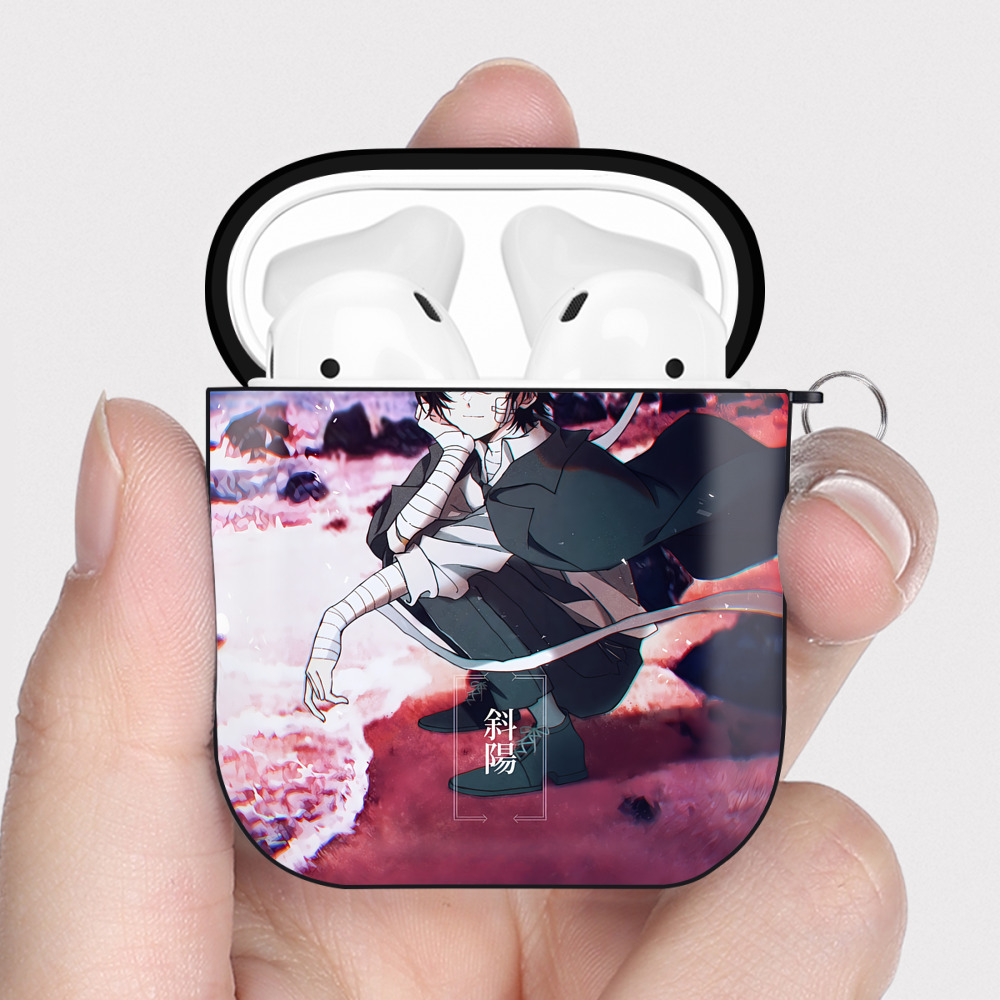 （画像用） 文豪ストレイドッグス Bungo Stray Dogs AirPods 第2世代保護ケース ハードシェル ブラック 耐衝撃・防指紋・カラビナ付き