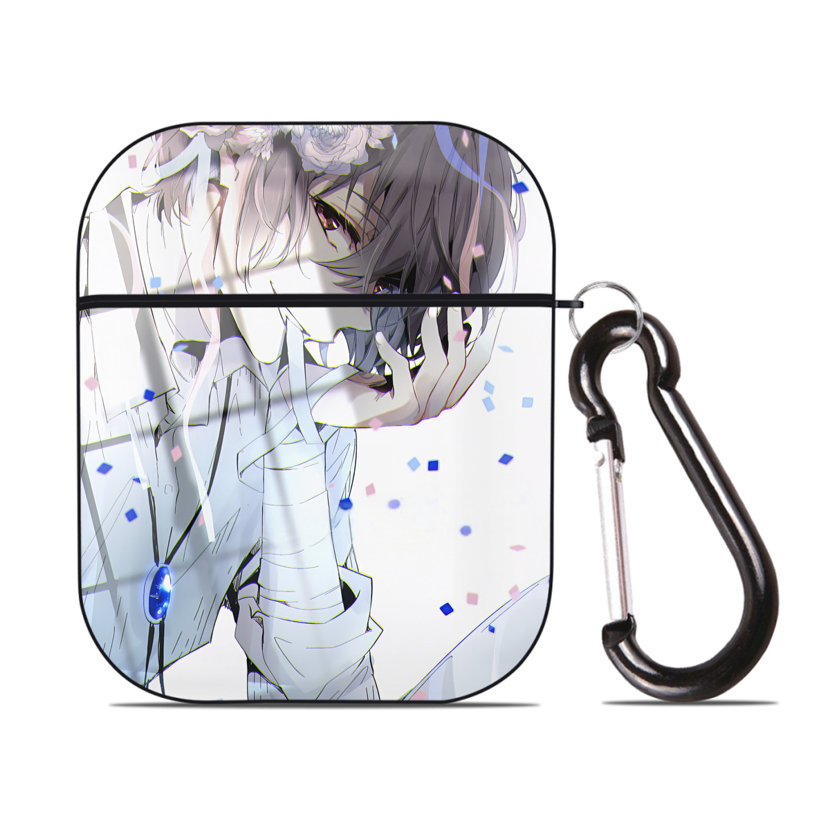 （画像用） 文豪ストレイドッグス Bungo Stray Dogs AirPods 第2世代保護ケース ハードシェル ブラック 耐衝撃・防指紋・カラビナ付き