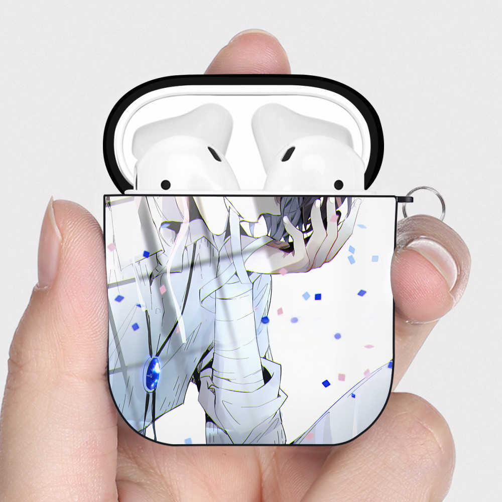 （画像用） 文豪ストレイドッグス Bungo Stray Dogs AirPods 第2世代保護ケース ハードシェル ブラック 耐衝撃・防指紋・カラビナ付き
