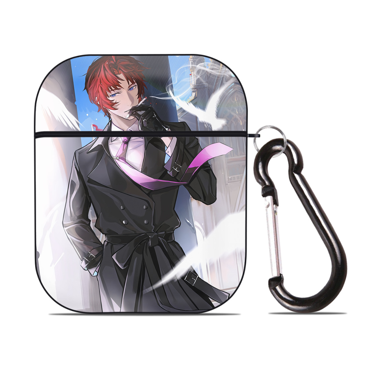 （画像用） 文豪ストレイドッグス Bungo Stray Dogs AirPods 第2世代保護ケース ハードシェル ブラック 耐衝撃・防指紋・カラビナ付き