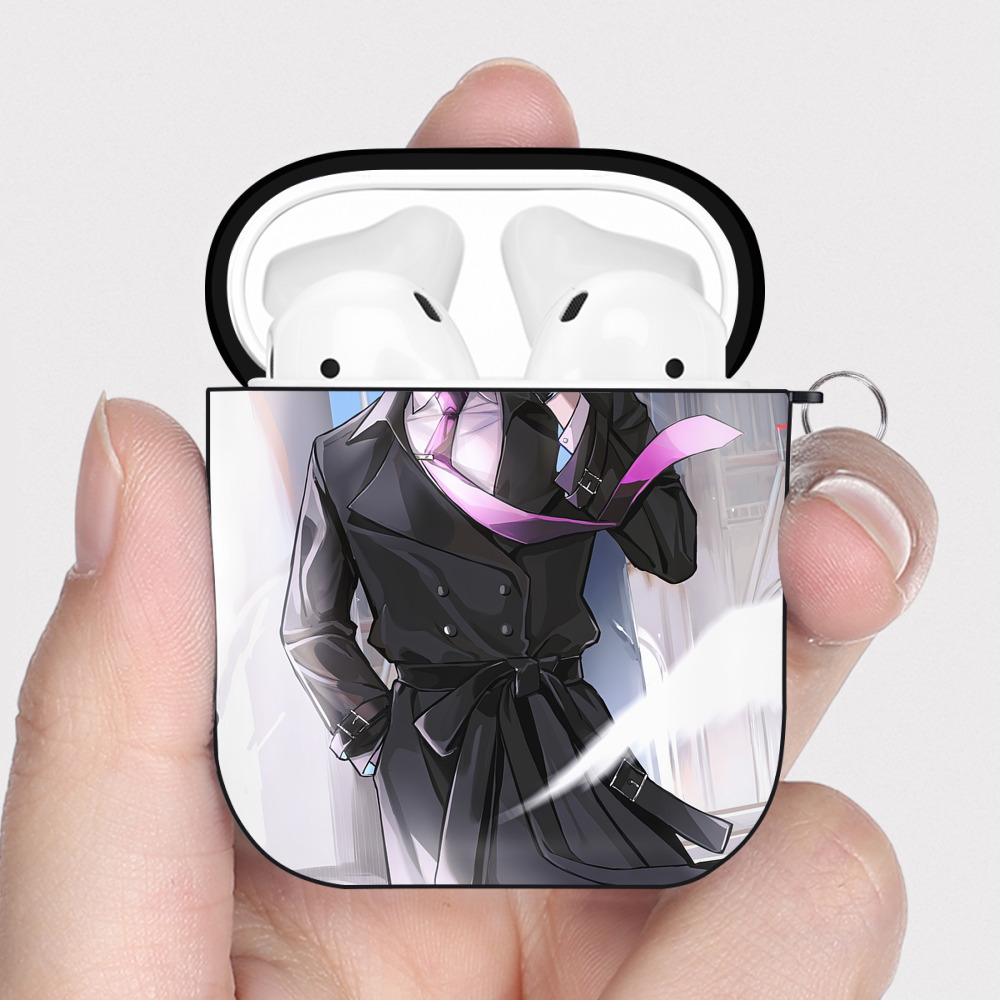 （画像用） 文豪ストレイドッグス Bungo Stray Dogs AirPods 第2世代保護ケース ハードシェル ブラック 耐衝撃・防指紋・カラビナ付き