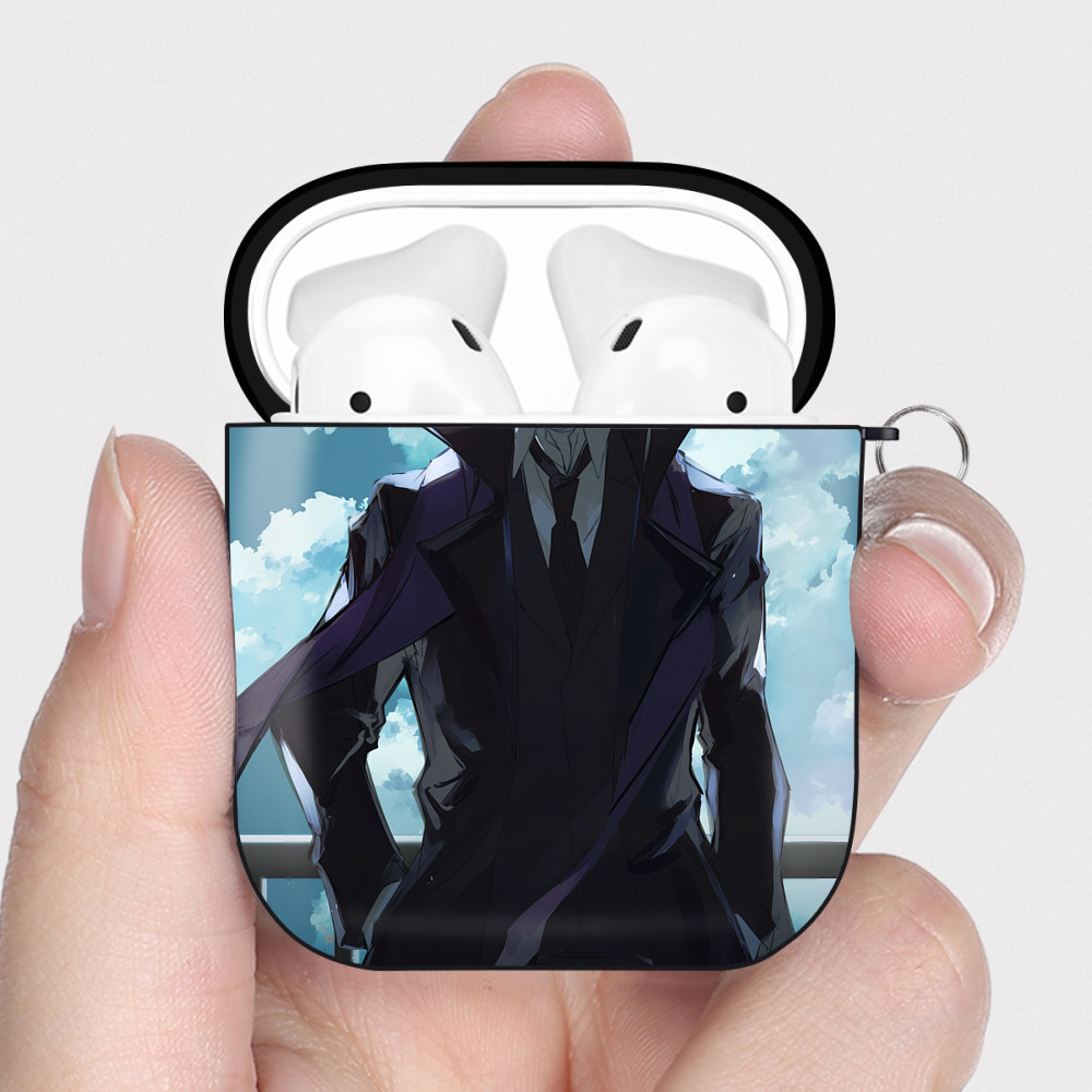 （画像用） 文豪ストレイドッグス Bungo Stray Dogs AirPods 第2世代保護ケース ハードシェル ブラック 耐衝撃・防指紋・カラビナ付き