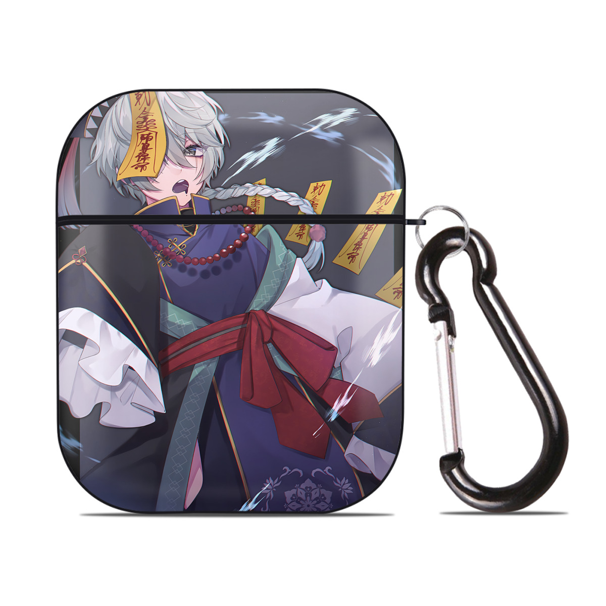 （画像用） 文豪ストレイドッグス Bungo Stray Dogs AirPods 第2世代保護ケース ハードシェル ブラック 耐衝撃・防指紋・カラビナ付き