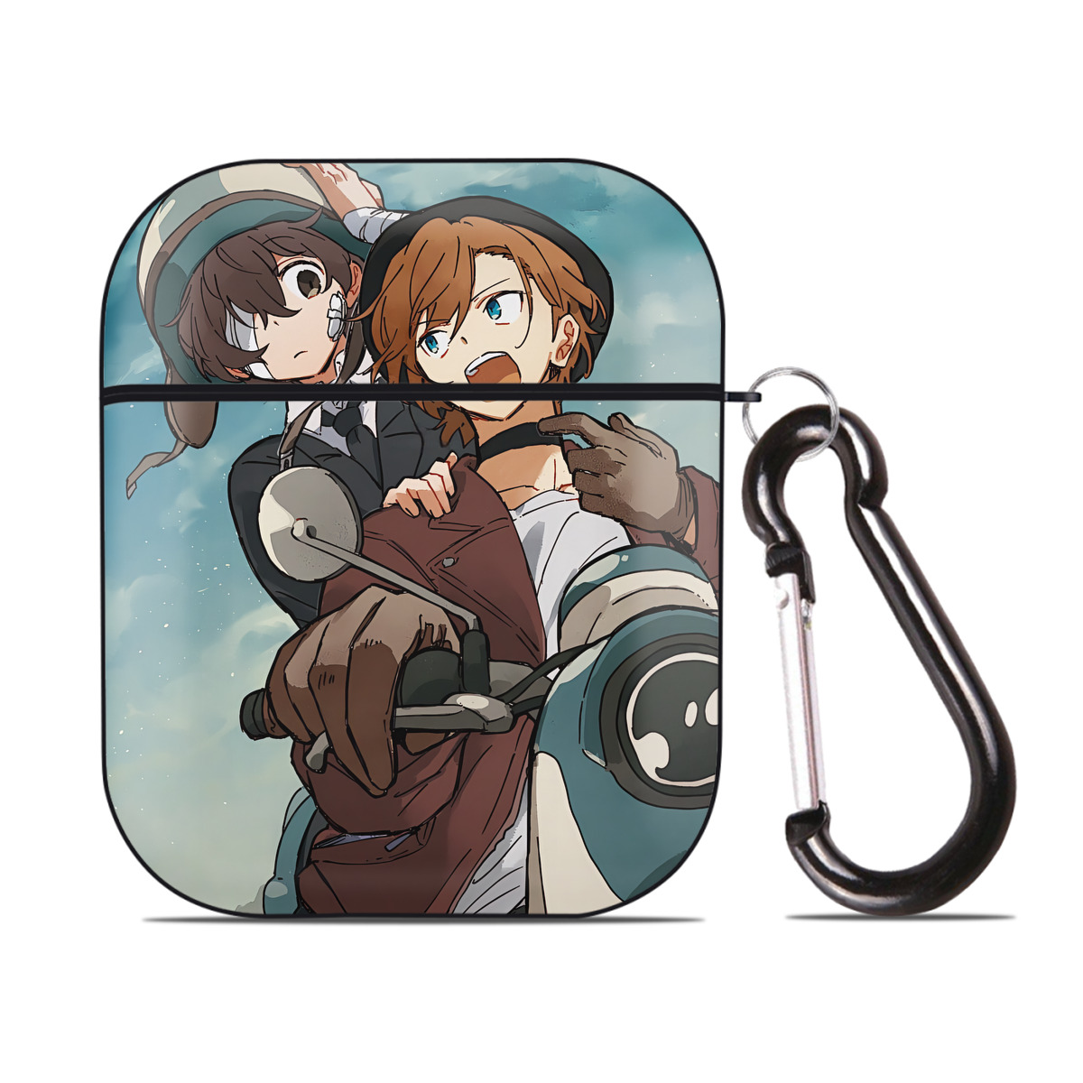（画像用） 文豪ストレイドッグス Bungo Stray Dogs AirPods 第2世代保護ケース ハードシェル ブラック 耐衝撃・防指紋・カラビナ付き