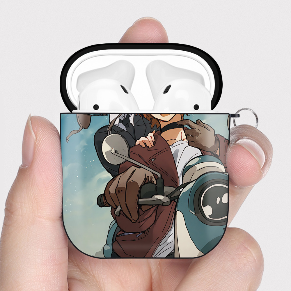 （画像用） 文豪ストレイドッグス Bungo Stray Dogs AirPods 第2世代保護ケース ハードシェル ブラック 耐衝撃・防指紋・カラビナ付き