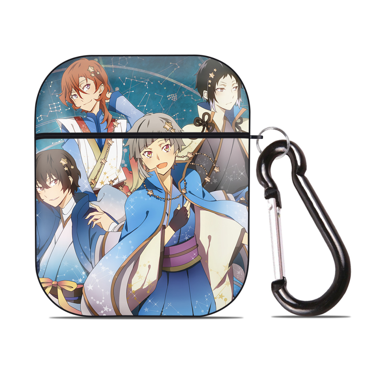 （画像用） 文豪ストレイドッグス Bungo Stray Dogs AirPods 第2世代保護ケース ハードシェル ブラック 耐衝撃・防指紋・カラビナ付き