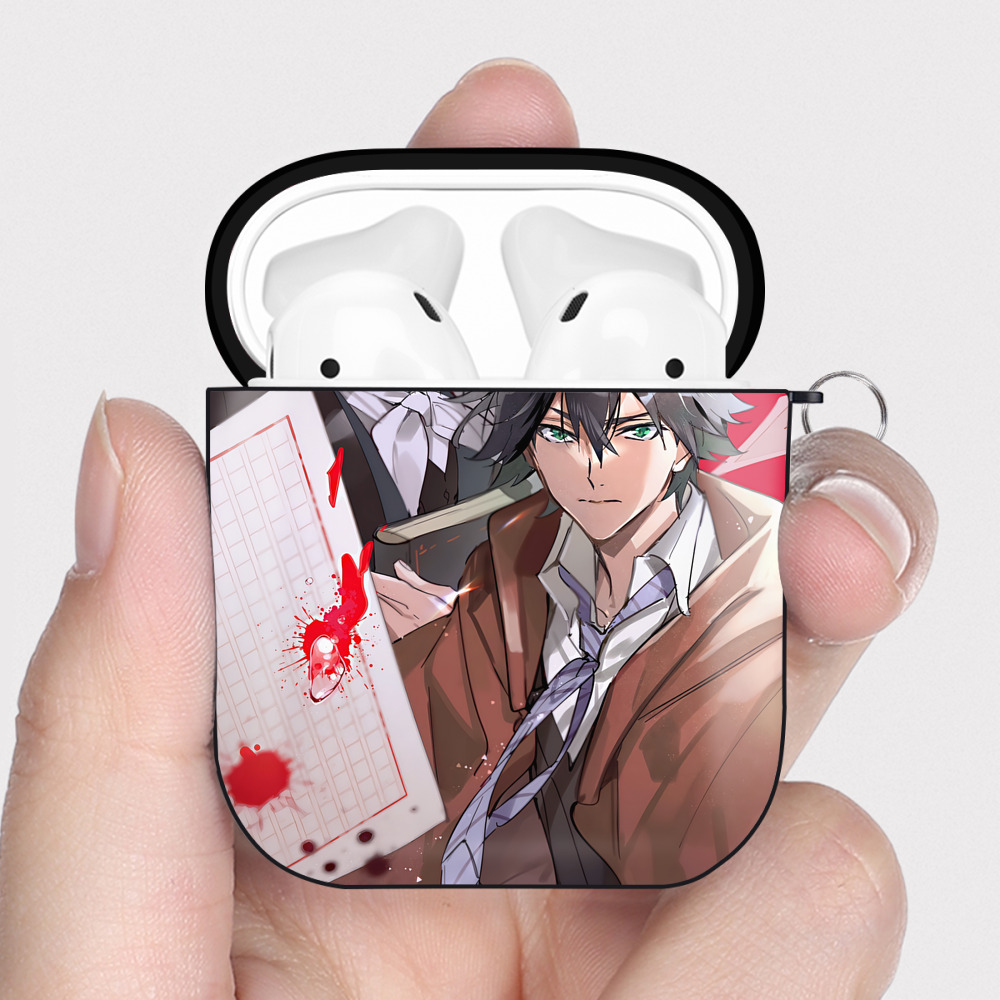 （画像用） 文豪ストレイドッグス Bungo Stray Dogs AirPods 第2世代保護ケース ハードシェル ブラック 耐衝撃・防指紋・カラビナ付き