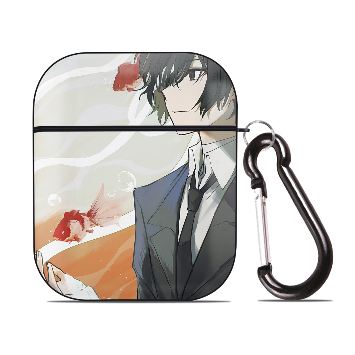 （画像用） 文豪ストレイドッグス Bungo Stray Dogs AirPods 第2世代保護ケース ハードシェル ブラック 耐衝撃・防指紋・カラビナ付き