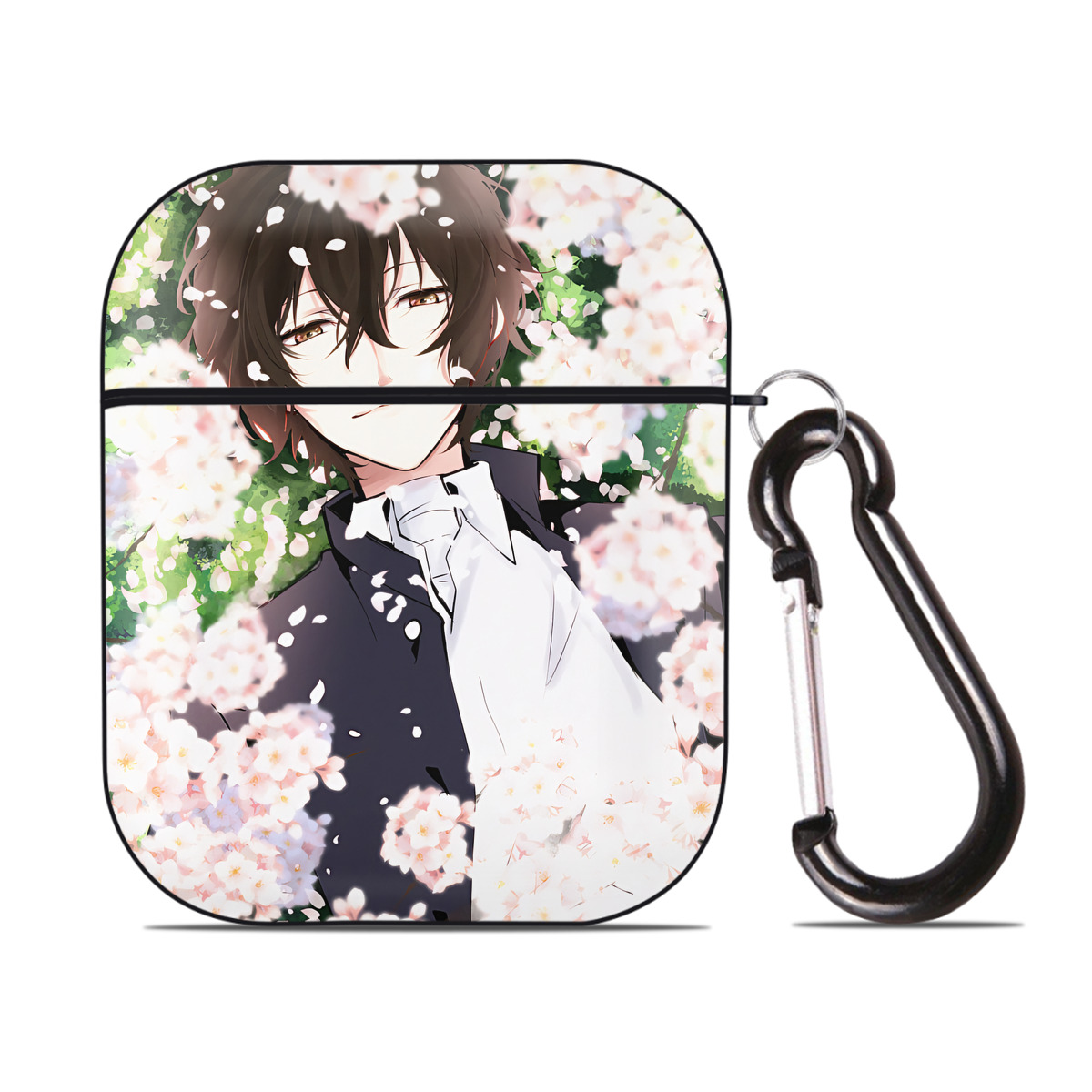 （画像用） 文豪ストレイドッグス Bungo Stray Dogs AirPods 第2世代保護ケース ハードシェル ブラック 耐衝撃・防指紋・カラビナ付き