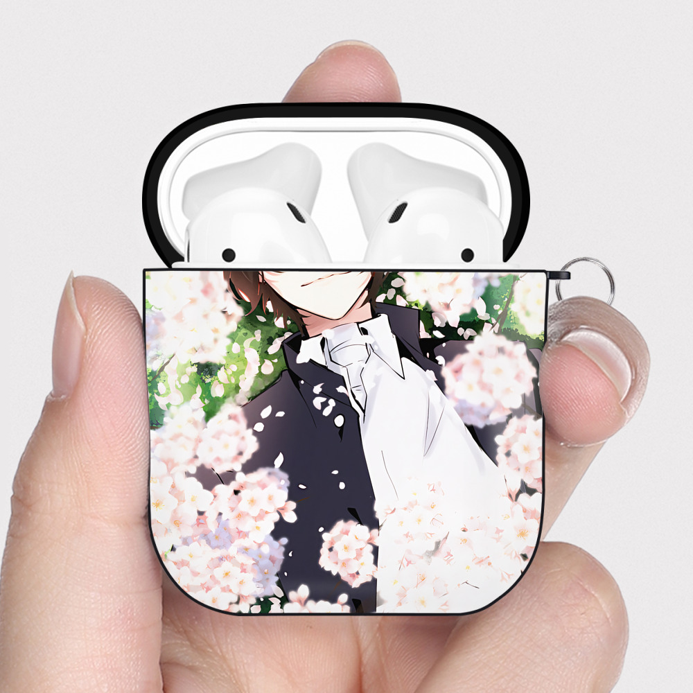 （画像用） 文豪ストレイドッグス Bungo Stray Dogs AirPods 第2世代保護ケース ハードシェル ブラック 耐衝撃・防指紋・カラビナ付き