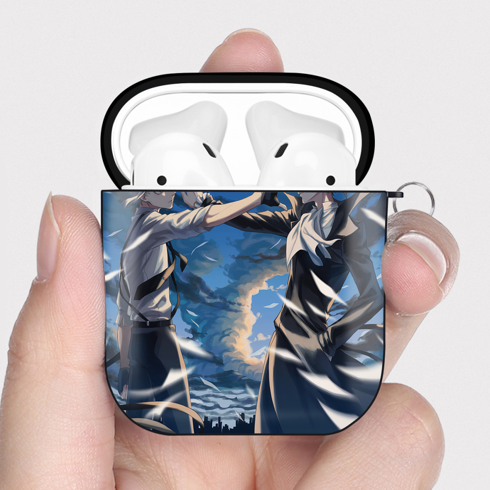 （画像用） 文豪ストレイドッグス Bungo Stray Dogs AirPods 第2世代保護ケース ハードシェル ブラック 耐衝撃・防指紋・カラビナ付き