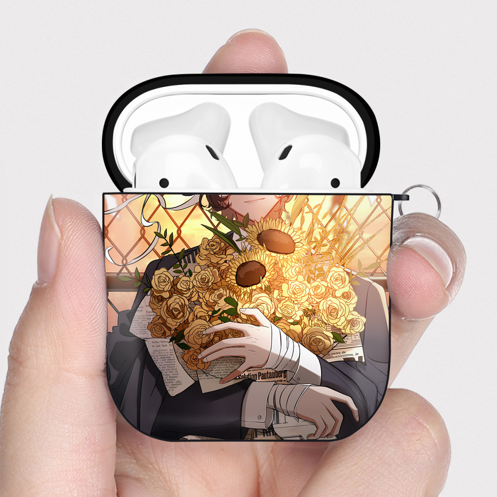 （画像用） 文豪ストレイドッグス Bungo Stray Dogs AirPods 第2世代保護ケース ハードシェル ブラック 耐衝撃・防指紋・カラビナ付き