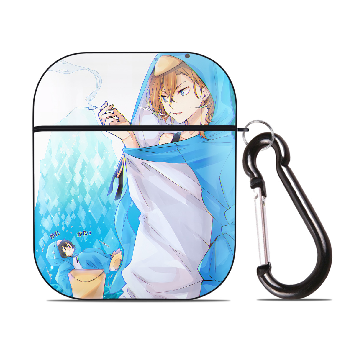 （画像用） 文豪ストレイドッグス Bungo Stray Dogs AirPods 第2世代保護ケース ハードシェル ブラック 耐衝撃・防指紋・カラビナ付き