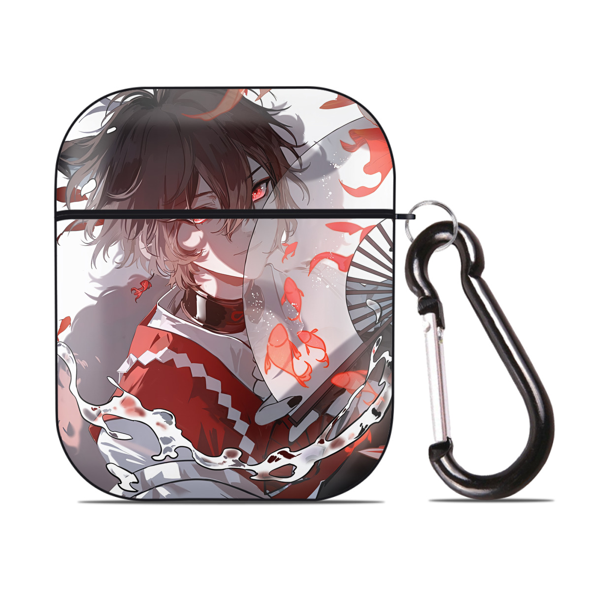 （画像用） 文豪ストレイドッグス Bungo Stray Dogs AirPods 第2世代保護ケース ハードシェル ブラック 耐衝撃・防指紋・カラビナ付き