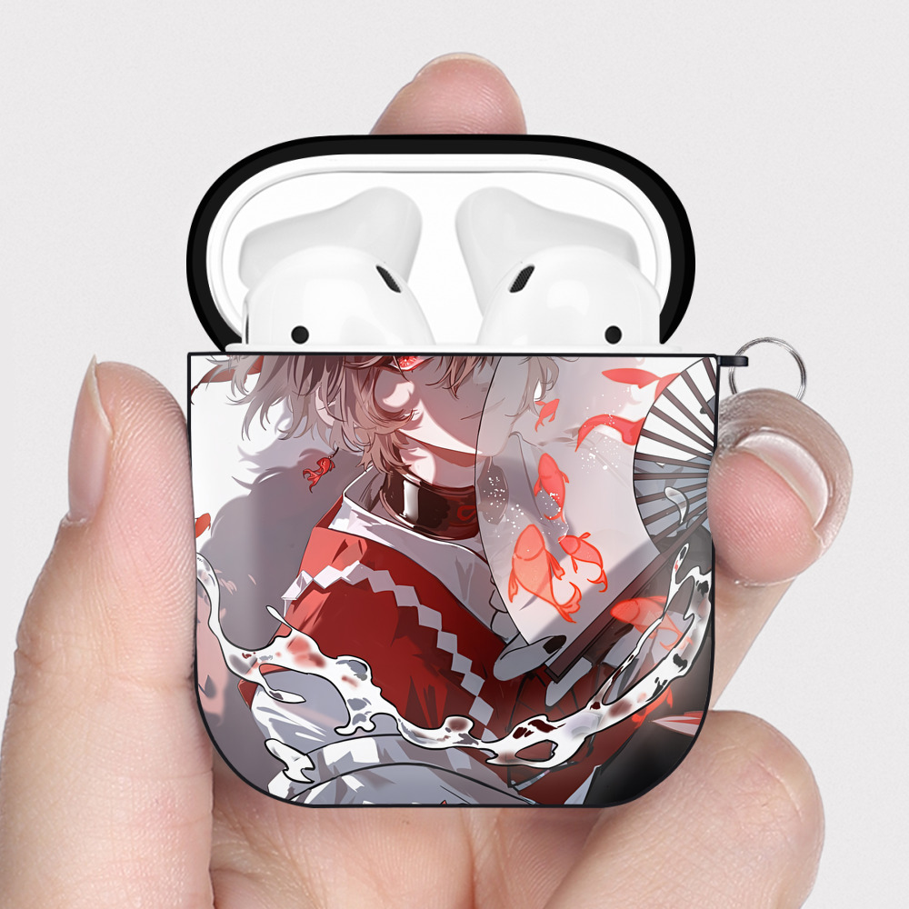 （画像用） 文豪ストレイドッグス Bungo Stray Dogs AirPods 第2世代保護ケース ハードシェル ブラック 耐衝撃・防指紋・カラビナ付き