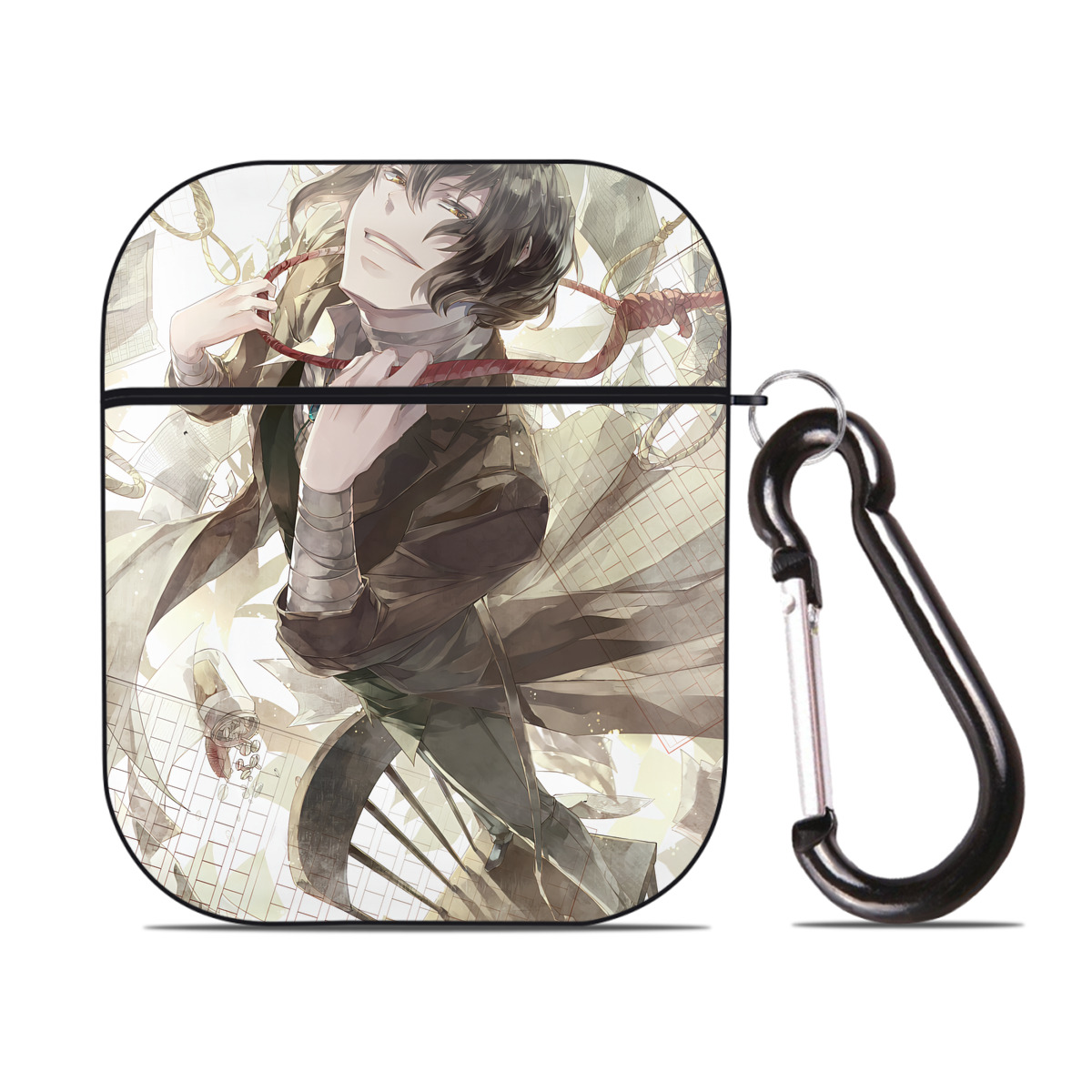 （画像用） 文豪ストレイドッグス Bungo Stray Dogs AirPods 第2世代保護ケース ハードシェル ブラック 耐衝撃・防指紋・カラビナ付き