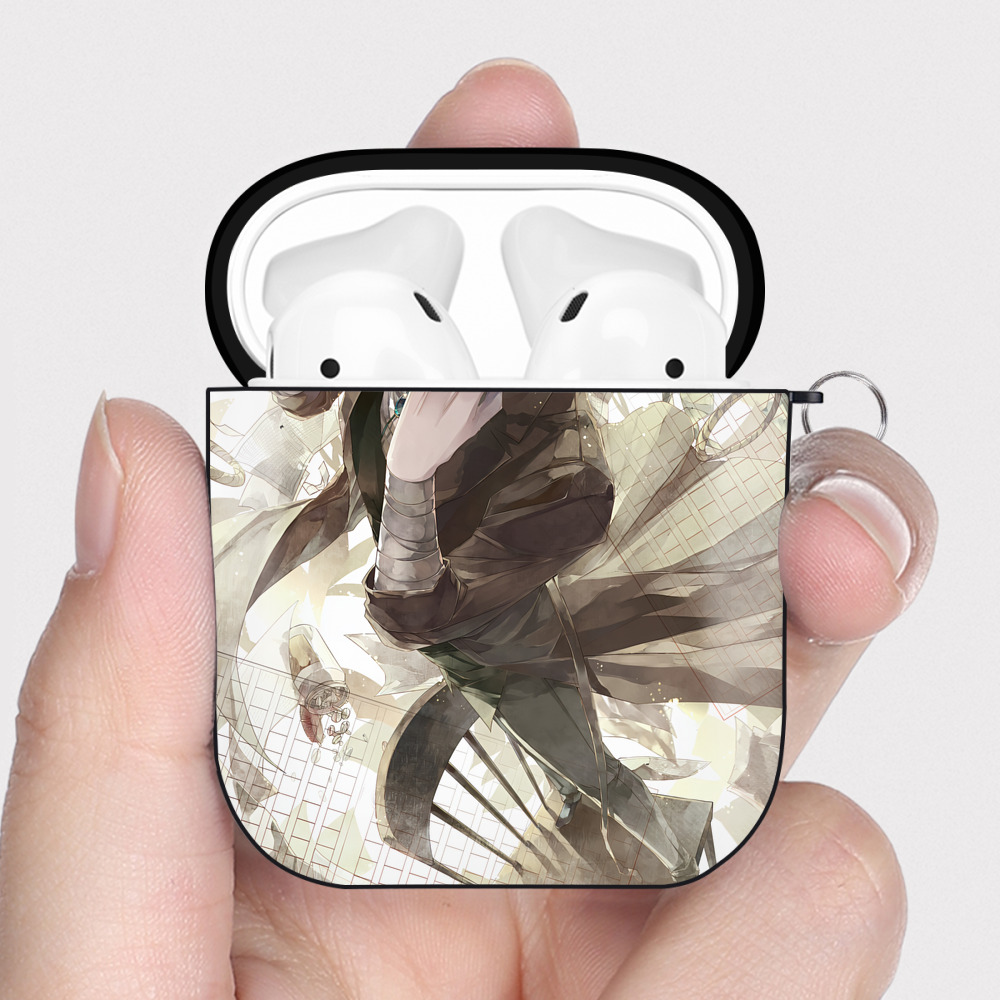 （画像用） 文豪ストレイドッグス Bungo Stray Dogs AirPods 第2世代保護ケース ハードシェル ブラック 耐衝撃・防指紋・カラビナ付き