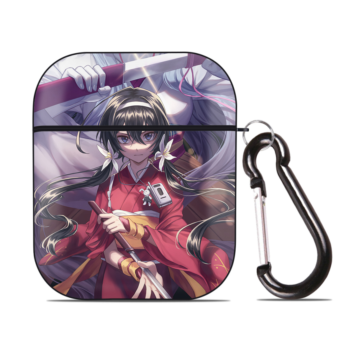 （画像用） 文豪ストレイドッグス Bungo Stray Dogs AirPods 第2世代保護ケース ハードシェル ブラック 耐衝撃・防指紋・カラビナ付き