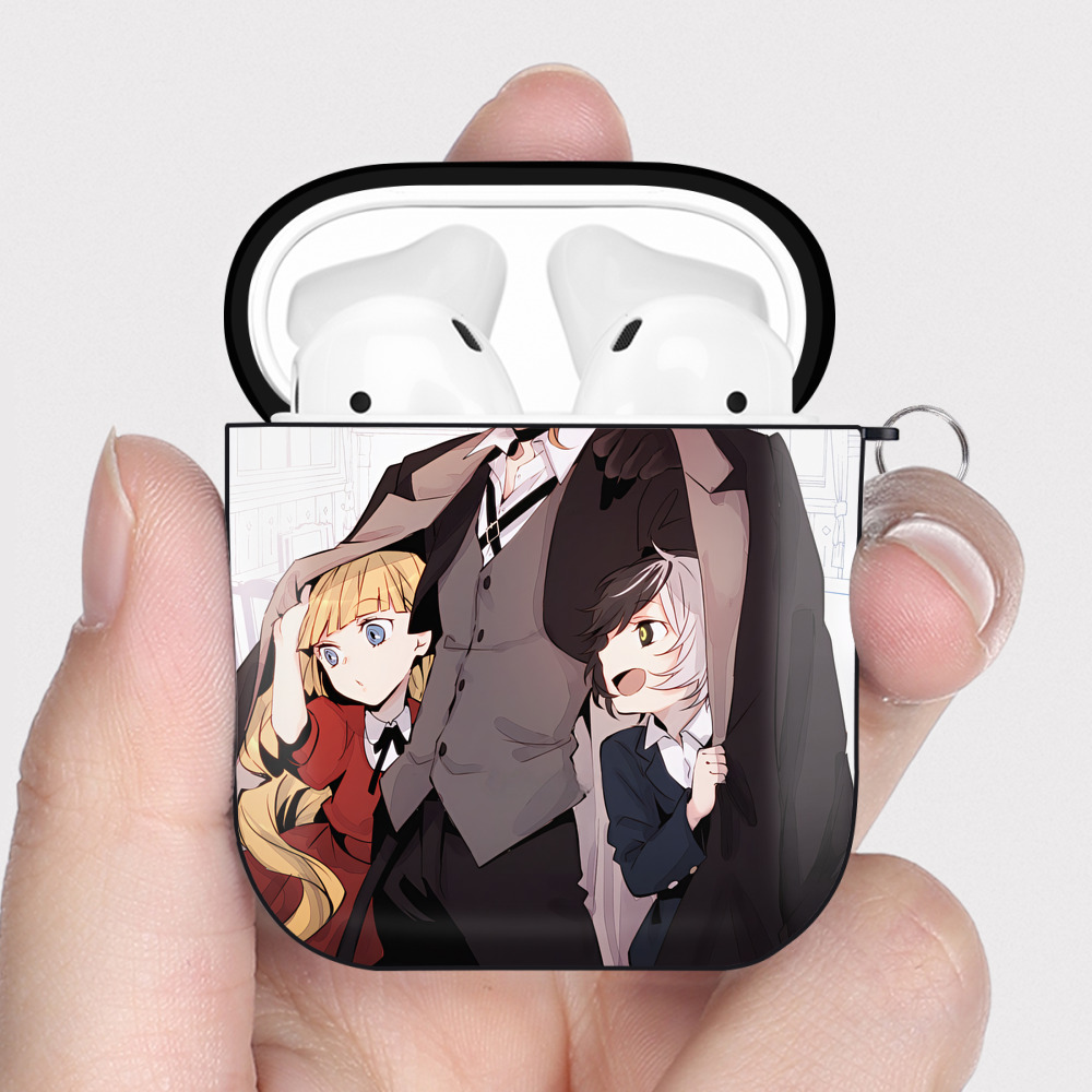 （画像用） 文豪ストレイドッグス Bungo Stray Dogs AirPods 第2世代保護ケース ハードシェル ブラック 耐衝撃・防指紋・カラビナ付き