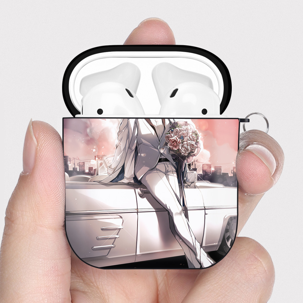 （画像用） 文豪ストレイドッグス Bungo Stray Dogs AirPods 第2世代保護ケース ハードシェル ブラック 耐衝撃・防指紋・カラビナ付き