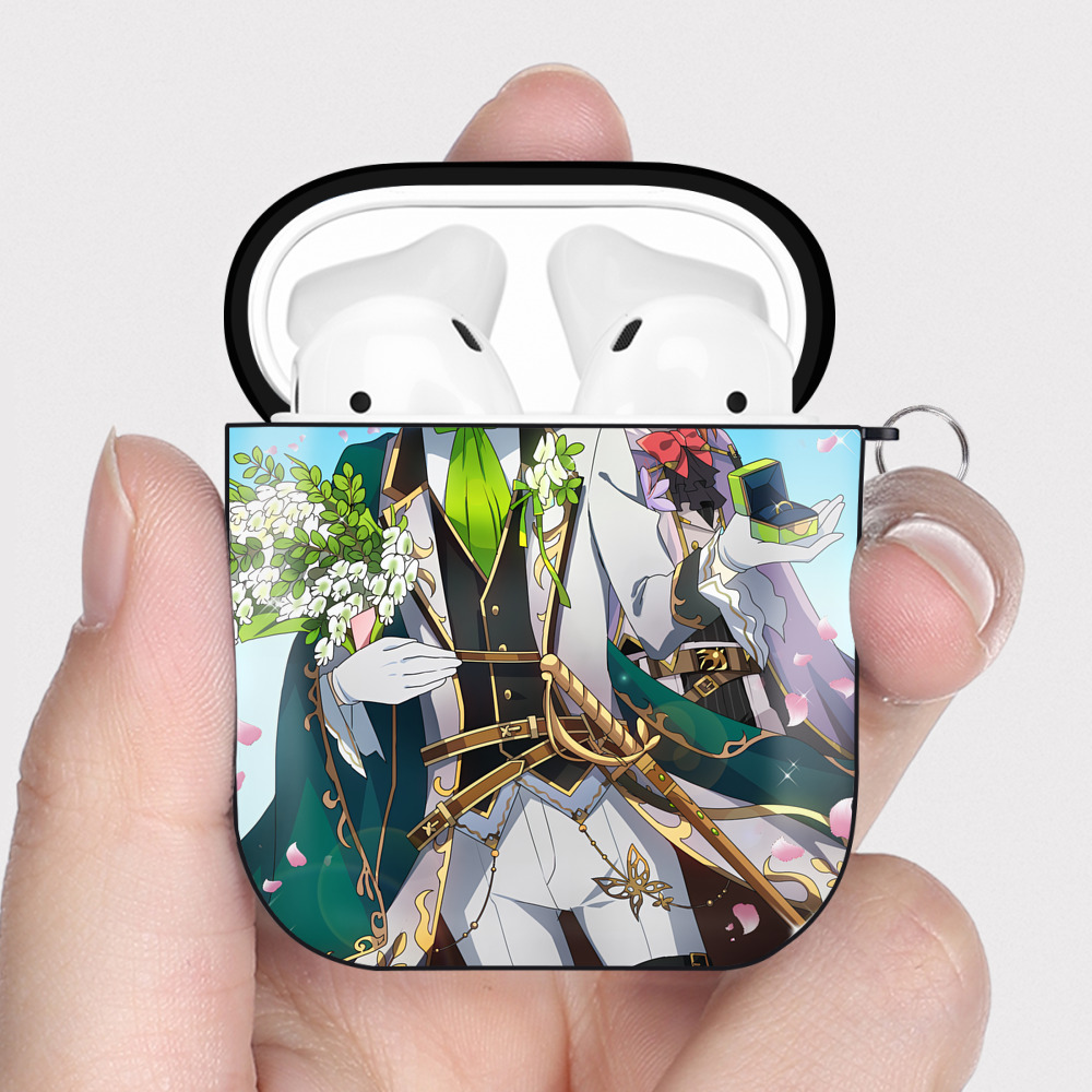 （画像用） 文豪ストレイドッグス Bungo Stray Dogs AirPods 第2世代保護ケース ハードシェル ブラック 耐衝撃・防指紋・カラビナ付き
