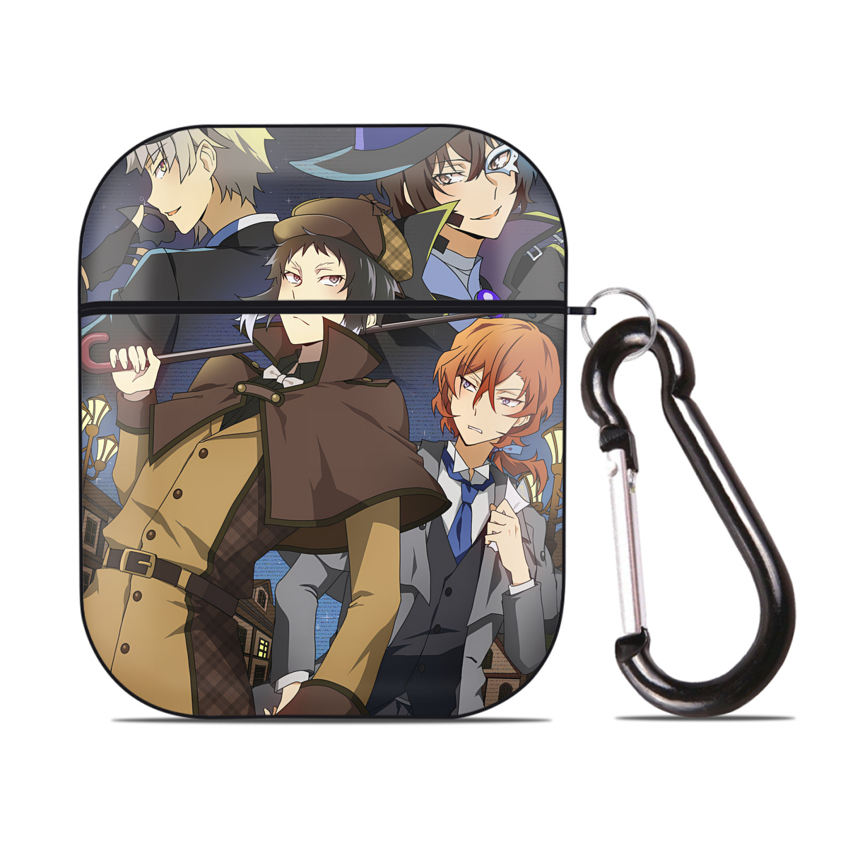 （画像用） 文豪ストレイドッグス Bungo Stray Dogs AirPods 第2世代保護ケース ハードシェル ブラック 耐衝撃・防指紋・カラビナ付き