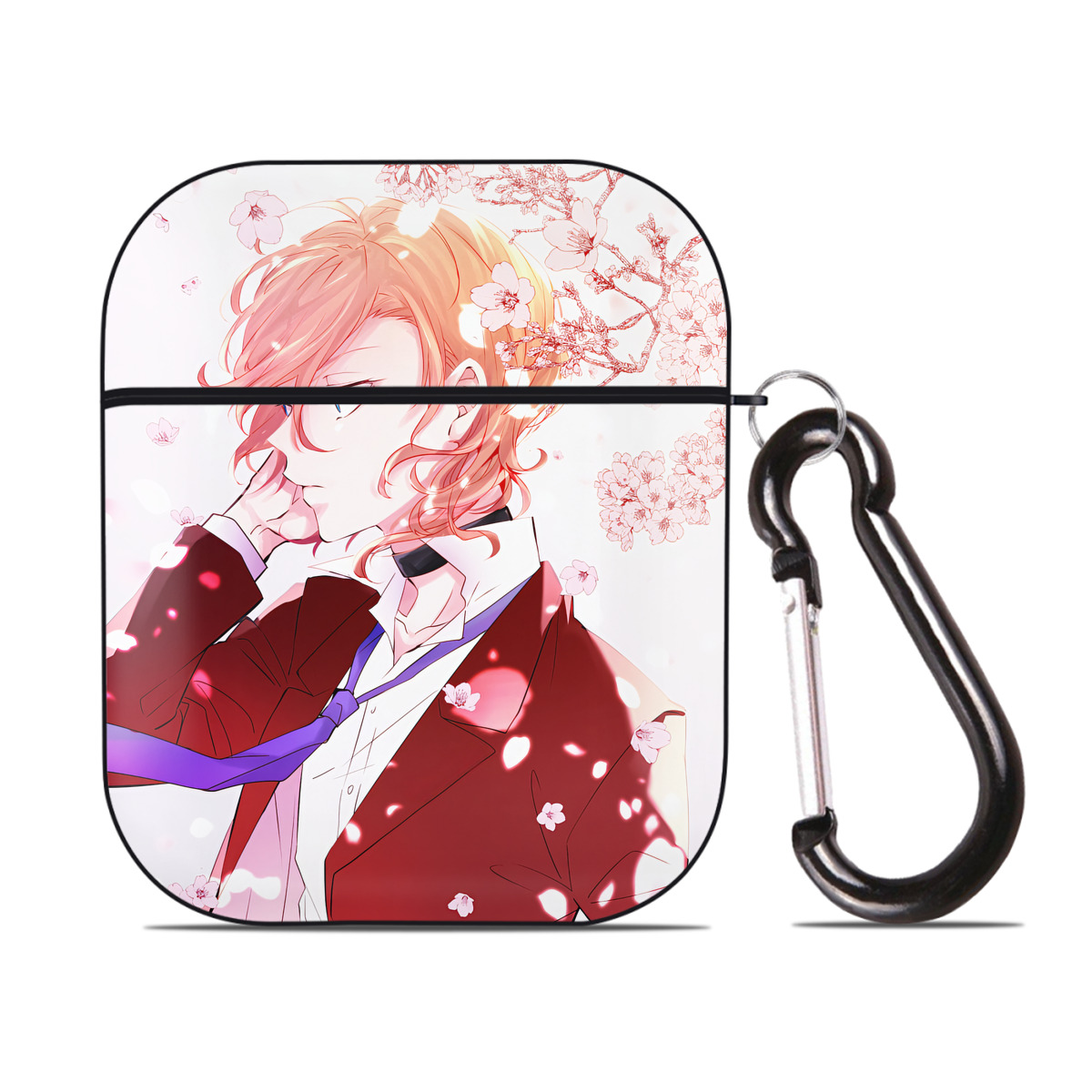 （画像用） 文豪ストレイドッグス Bungo Stray Dogs AirPods 第2世代保護ケース ハードシェル ブラック 耐衝撃・防指紋・カラビナ付き