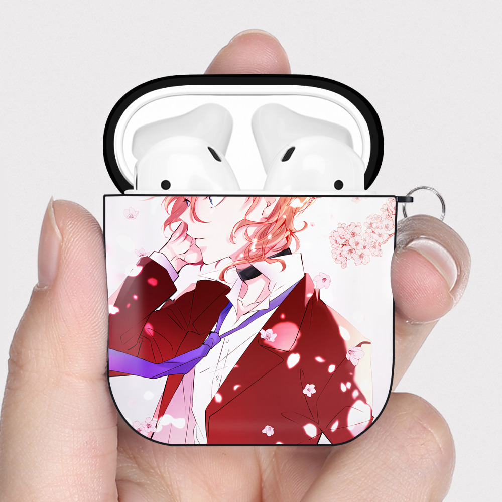 （画像用） 文豪ストレイドッグス Bungo Stray Dogs AirPods 第2世代保護ケース ハードシェル ブラック 耐衝撃・防指紋・カラビナ付き