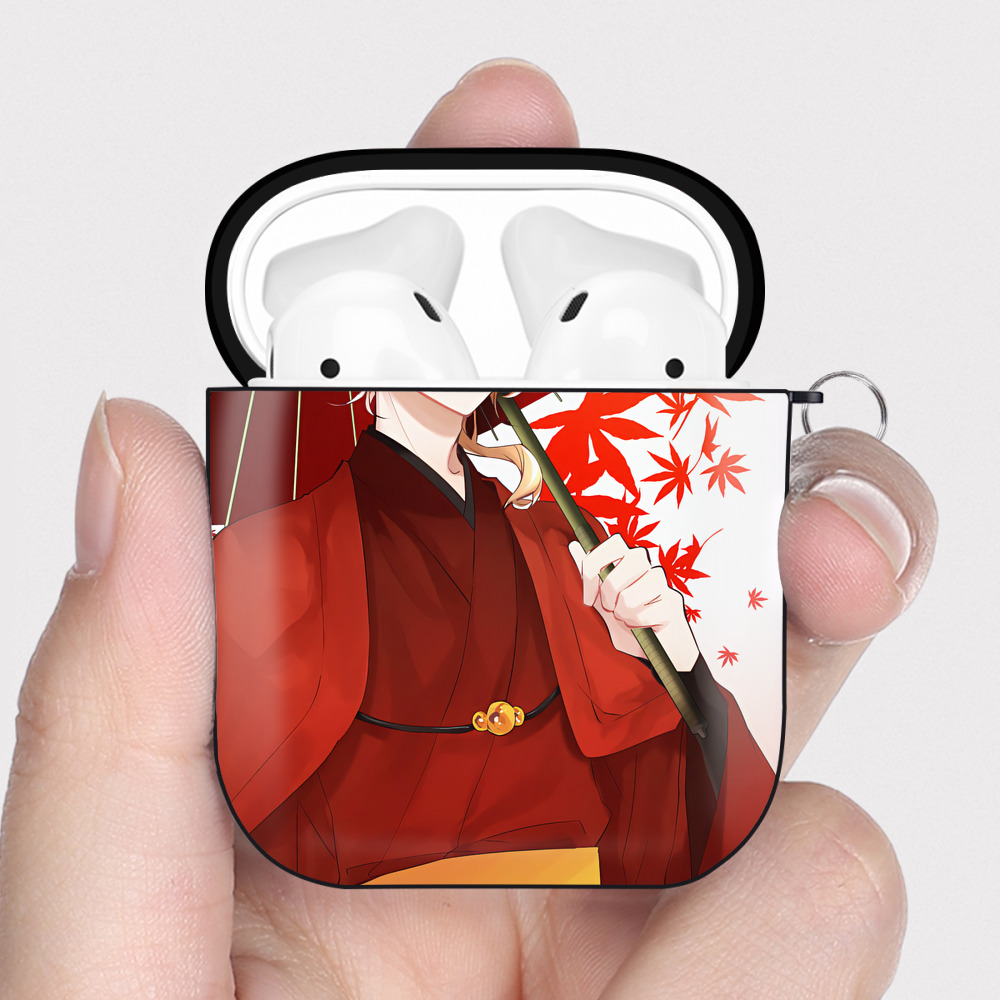 （画像用） 文豪ストレイドッグス Bungo Stray Dogs AirPods 第2世代保護ケース ハードシェル ブラック 耐衝撃・防指紋・カラビナ付き