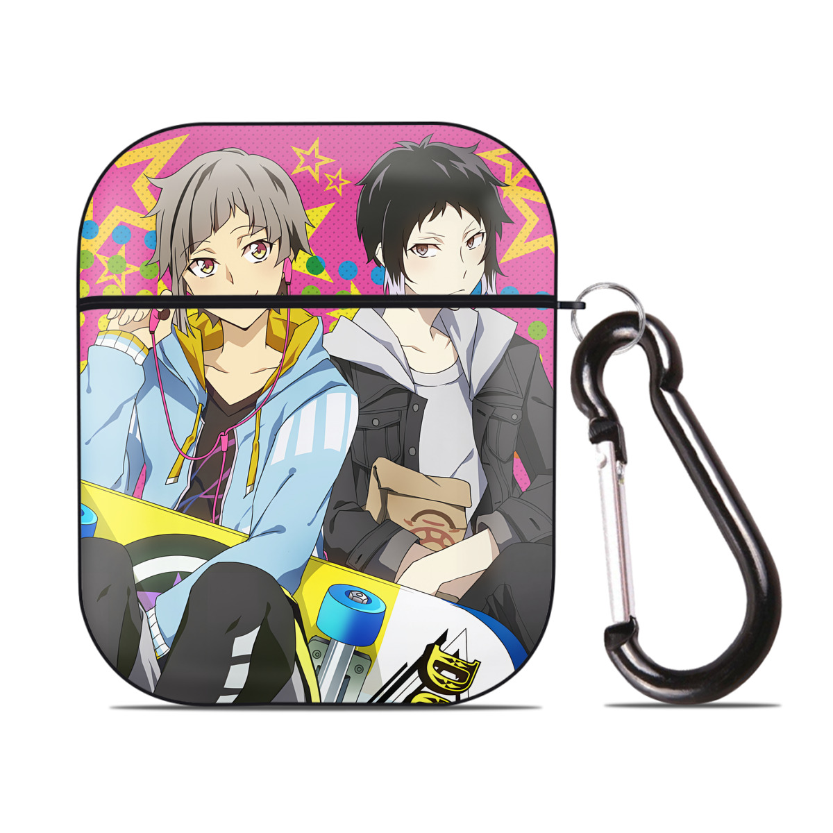 （画像用） 文豪ストレイドッグス Bungo Stray Dogs AirPods 第2世代保護ケース ハードシェル ブラック 耐衝撃・防指紋・カラビナ付き