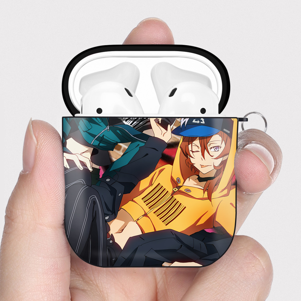 （画像用） 文豪ストレイドッグス Bungo Stray Dogs AirPods 第2世代保護ケース ハードシェル ブラック 耐衝撃・防指紋・カラビナ付き