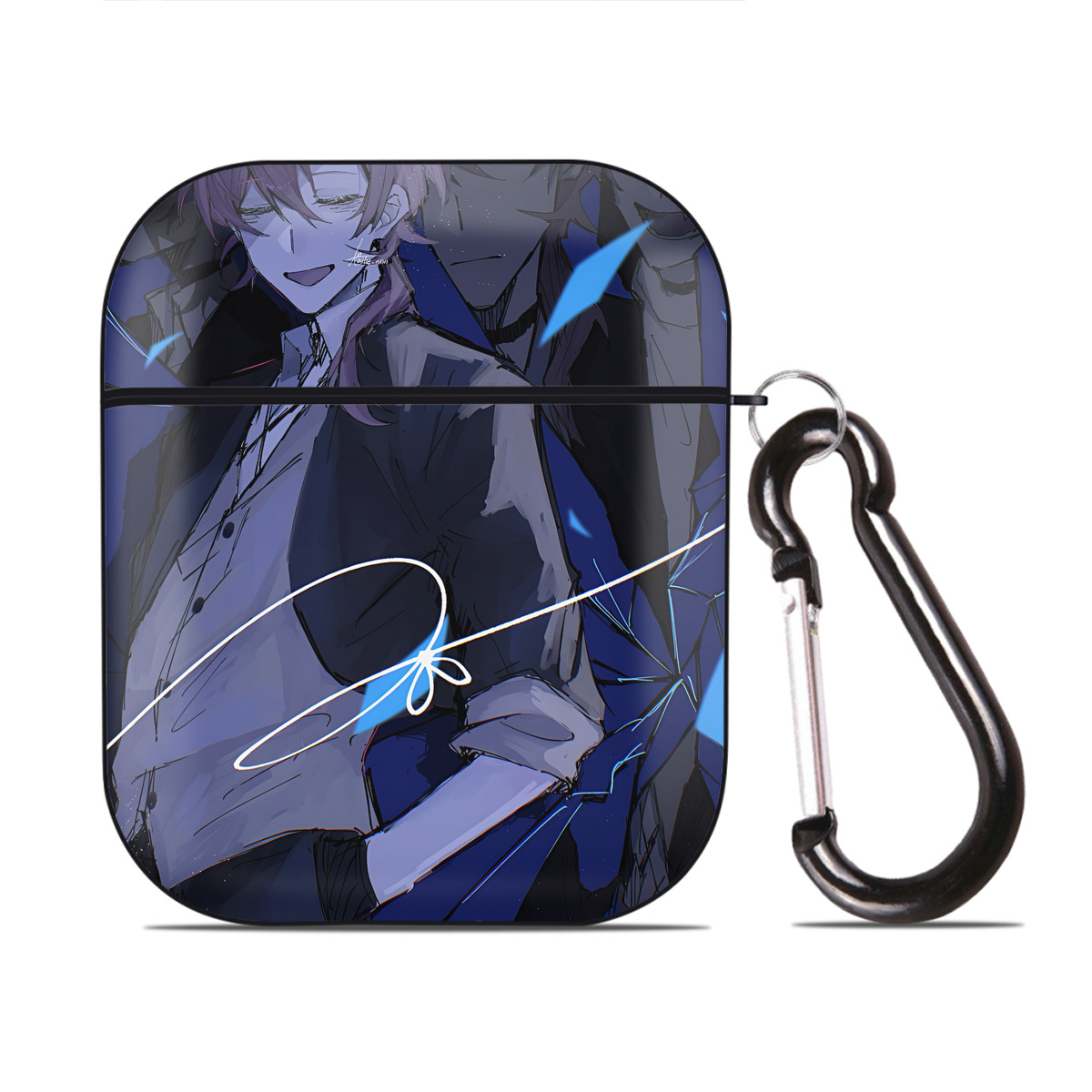（画像用） 文豪ストレイドッグス Bungo Stray Dogs AirPods 第2世代保護ケース ハードシェル ブラック 耐衝撃・防指紋・カラビナ付き