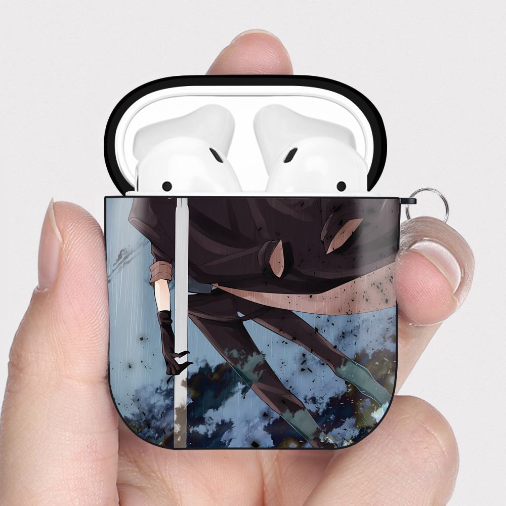 （画像用） 文豪ストレイドッグス Bungo Stray Dogs AirPods 第2世代保護ケース ハードシェル ブラック 耐衝撃・防指紋・カラビナ付き