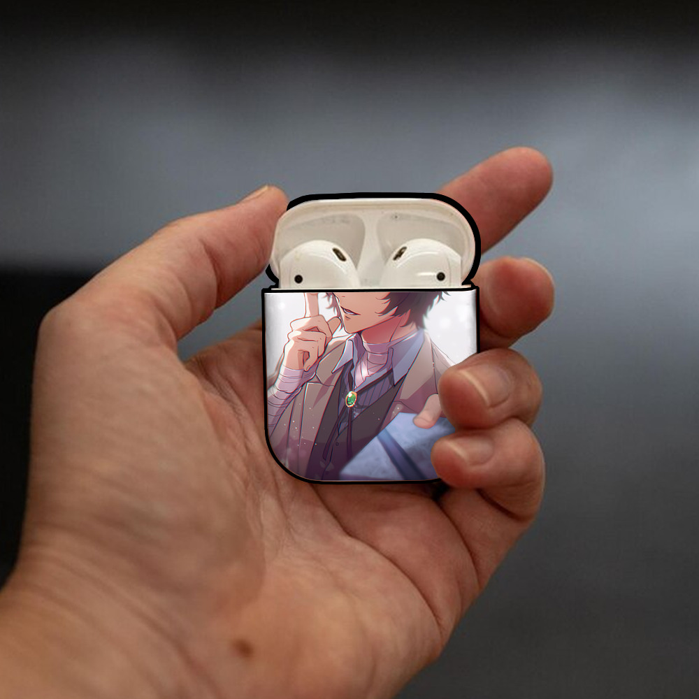 文豪ストレイドッグス Bungo Stray Dogs AirPods 第2世代保護ケース ハードシェル ブラック 耐衝撃・防指紋・カラビナ付き