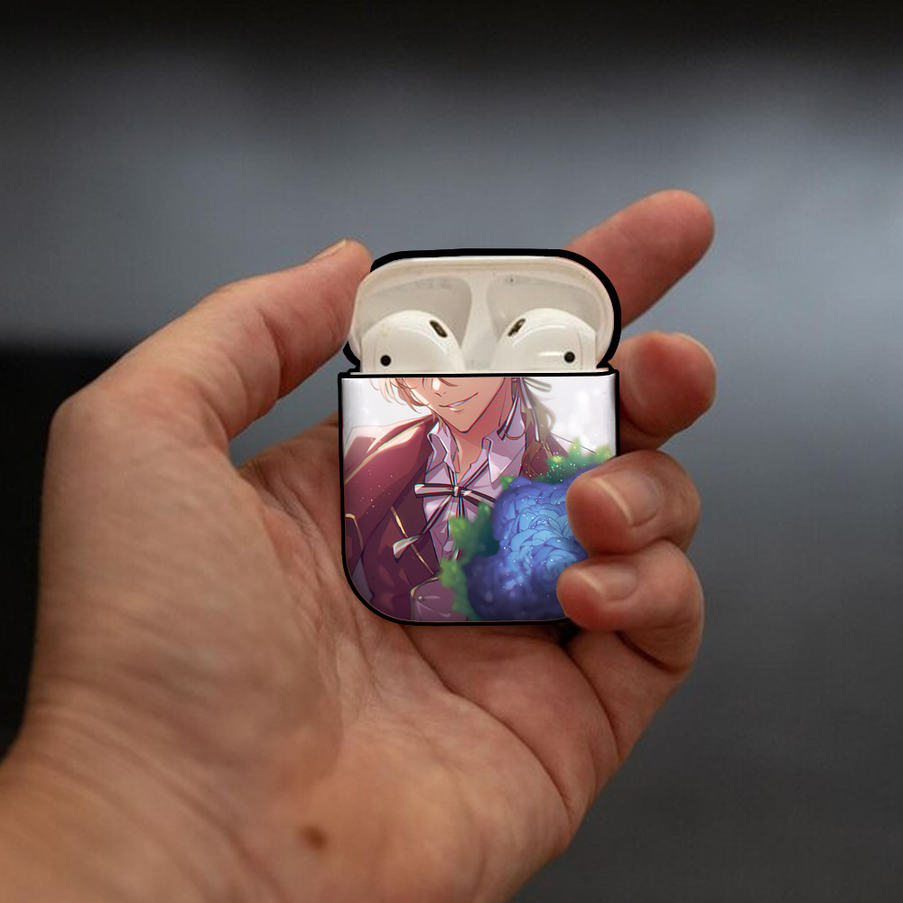 文豪ストレイドッグス Bungo Stray Dogs AirPods 第2世代保護ケース ハードシェル ブラック 耐衝撃・防指紋・カラビナ付き