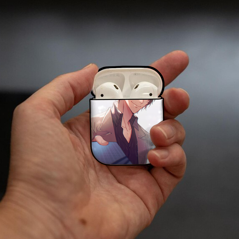 文豪ストレイドッグス Bungo Stray Dogs AirPods 第2世代保護ケース ハードシェル ブラック 耐衝撃・防指紋・カラビナ付き