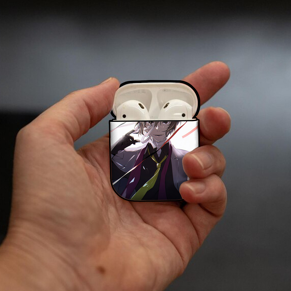 文豪ストレイドッグス Bungo Stray Dogs AirPods 第2世代保護ケース ハードシェル ブラック 耐衝撃・防指紋・カラビナ付き