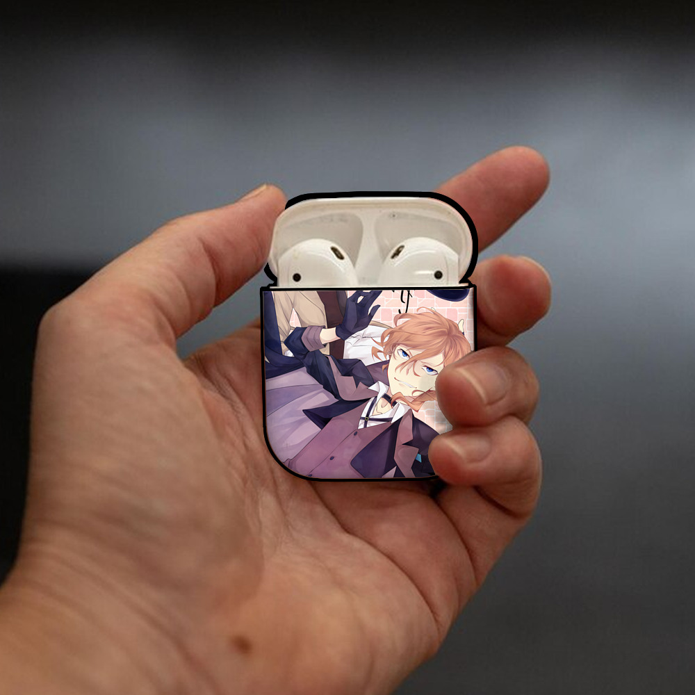 文豪ストレイドッグス Bungo Stray Dogs AirPods 第2世代保護ケース ハードシェル ブラック 耐衝撃・防指紋・カラビナ付き