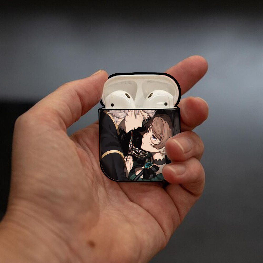 文豪ストレイドッグス Bungo Stray Dogs AirPods 第2世代保護ケース ハードシェル ブラック 耐衝撃・防指紋・カラビナ付き
