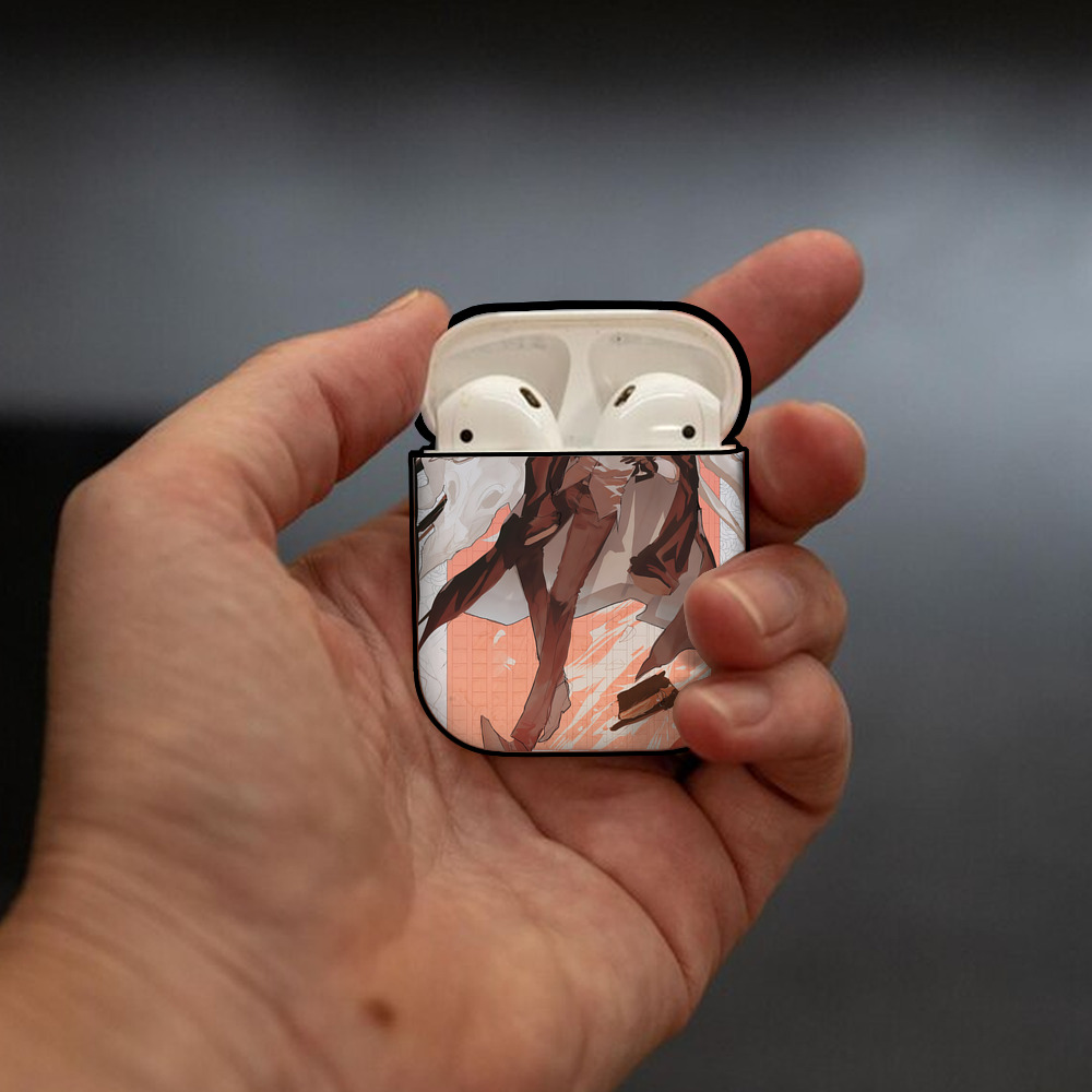 文豪ストレイドッグス Bungo Stray Dogs AirPods 第2世代保護ケース ハードシェル ブラック 耐衝撃・防指紋・カラビナ付き