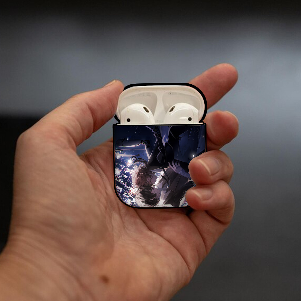 文豪ストレイドッグス Bungo Stray Dogs AirPods 第2世代保護ケース ハードシェル ブラック 耐衝撃・防指紋・カラビナ付き